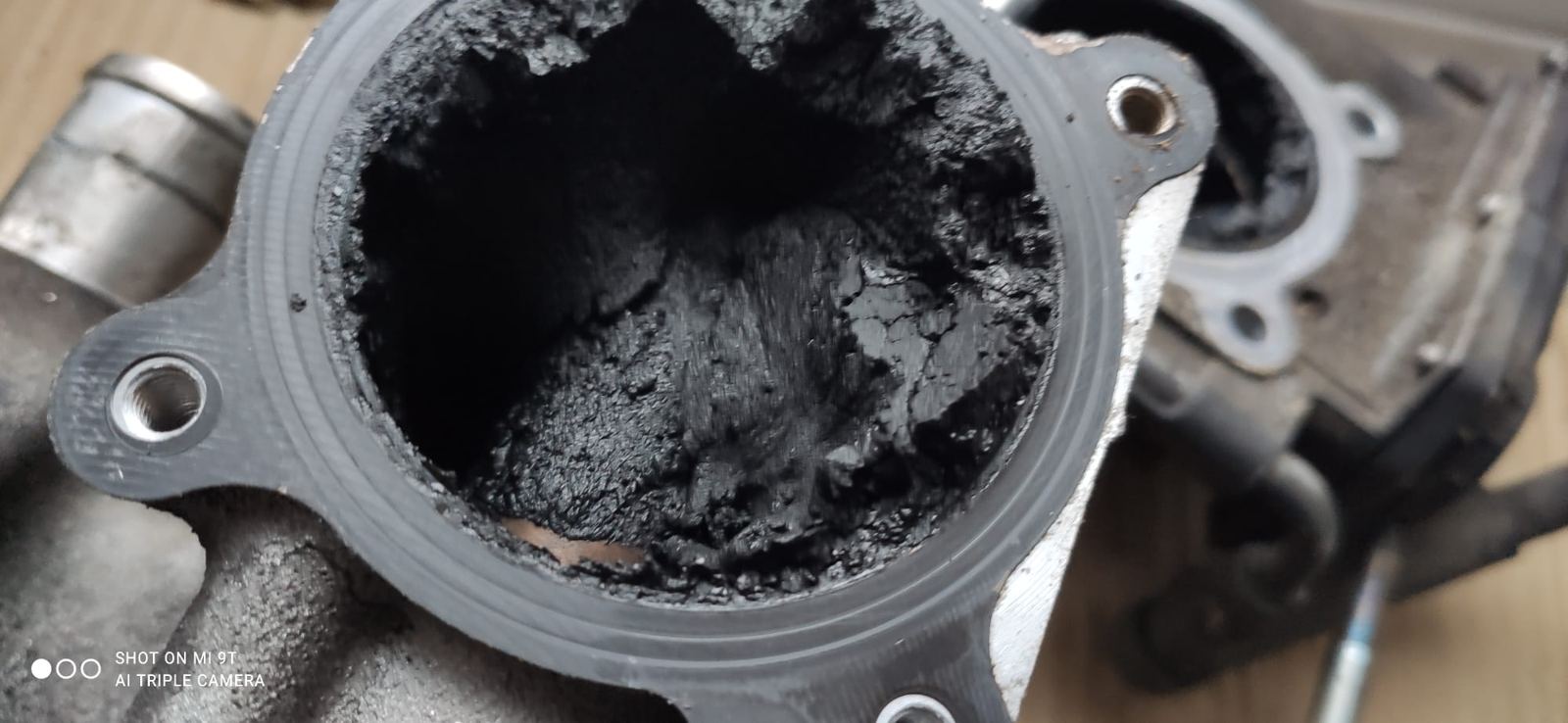 Heavy carbon build-up inside the intake